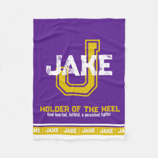 Jake Name bedeutet Sportmonogramm lila Gold Fleecedecke