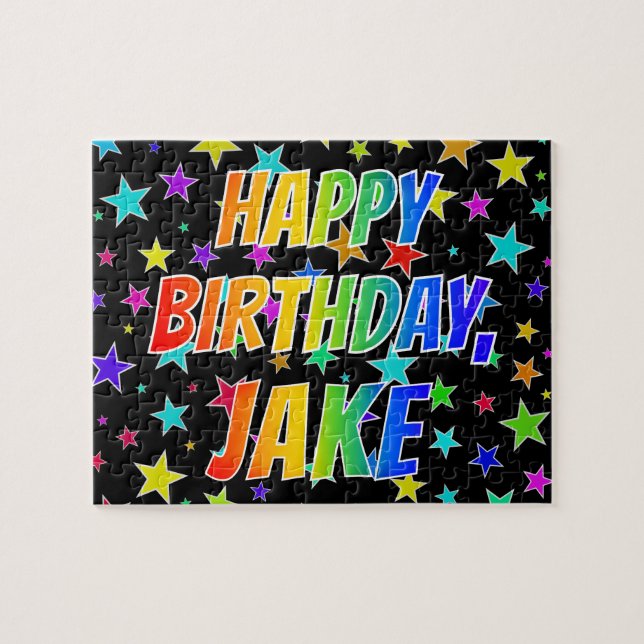 "JAKE" Vorname, Spaß "GLÜCKLICHER GEBURTSTAG" Puzzle (Horizontal)