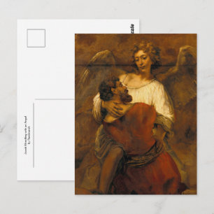 Jakob ringt mit einem Engel von Rembrandt Postkarte