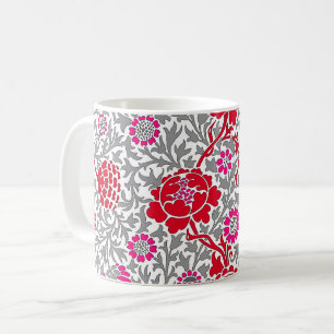 Jakobinflora, tiefrotes Rosa und Grau Kaffeetasse
