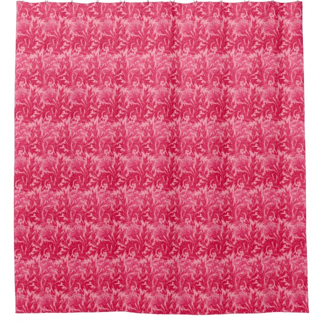 Jakobinische Blume Damask, Fuchsia und Light Pink Duschvorhang (Vorderseite)