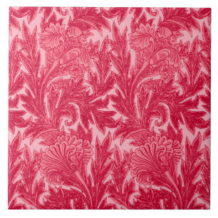 Jakobinische Blume Damask, Fuchsia und Light Pink Fliese