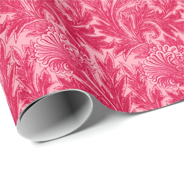 Jakobinische Blume Damask, Fuchsia und Light Pink Geschenkpapier (Rolleneckpunkt)