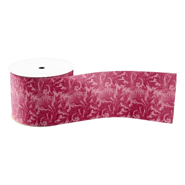 Jakobinische Blume Damask, Fuchsia und Light Pink Ripsband (Spule)