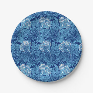 Jakobinische Blume Damask, Kobalt und Light Blue Pappteller
