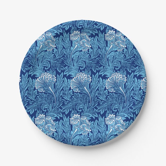 Jakobinische Blume Damask, Kobalt und Light Blue Pappteller (Vorderseite)