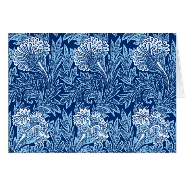 Jakobinische Blume Damask, Navy, Sky Blue und Whit (Vorderseite (Horizontal))