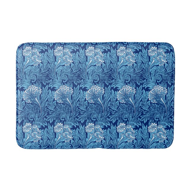 Jakobinische Blume Damask, Navy, Sky Blue und Whit Badematte (Vorderseite)