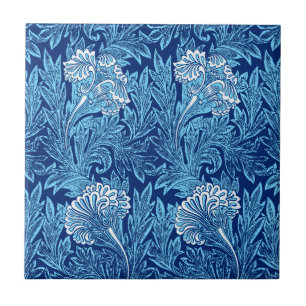 Jakobinische Blume Damask, Navy, Sky Blue und Whit Fliese