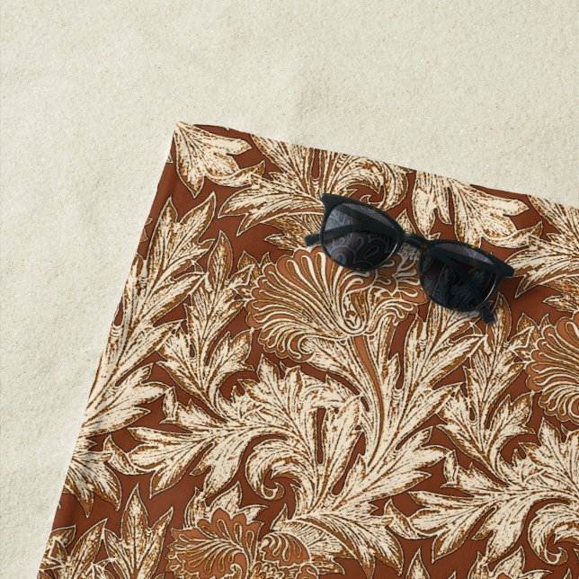 Jakobinische Blume Damask, Taupe Tan und Creme Strandtuch (Beispiel)