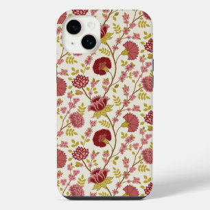 Jakobinisches Blumenmuster Rot Pink Gold Creme iPhone 14 Plus Hülle
