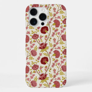Jakobinisches Blumenmuster Rot Pink Gold Creme iPhone 16 Pro Max Hülle
