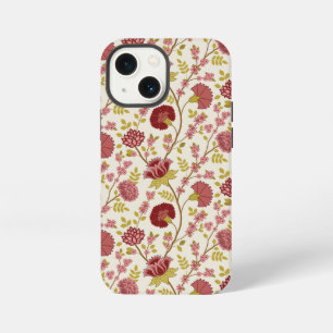 Jakobinisches Blumenmuster Rot Rosa Gold Creme iPhone 13 Mini Hülle