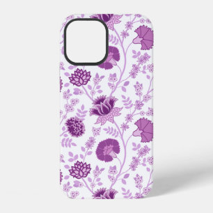 Jakobinisches großes Blumenmuster Rosa auf Weiß iPhone 12 Hülle