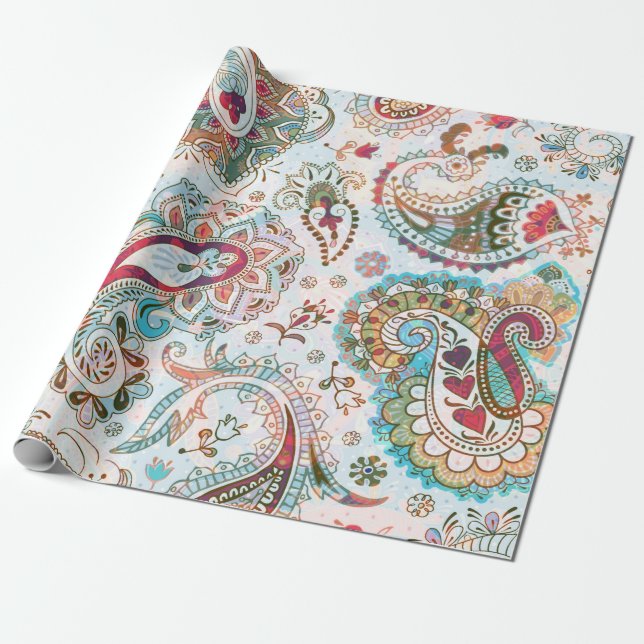 Jakobinisches nahtloses Muster Hintergrund der Blu Geschenkpapier (Ungerollt)