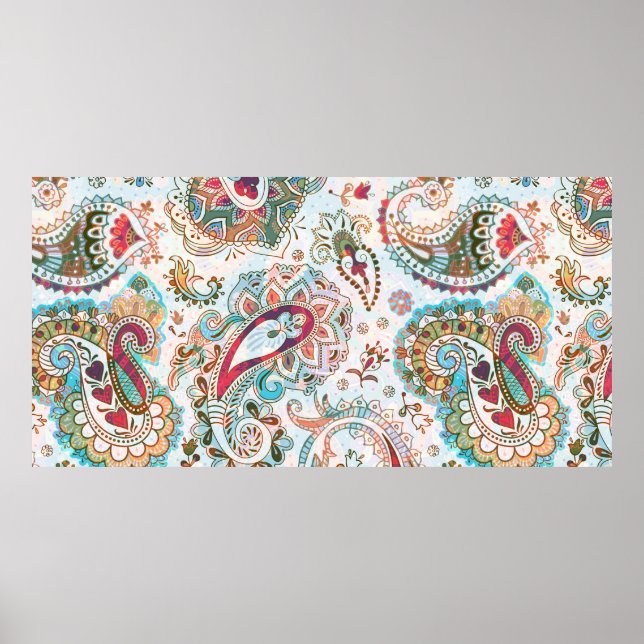 Jakobinisches nahtloses Muster Hintergrund der Blu Poster (Vorne)