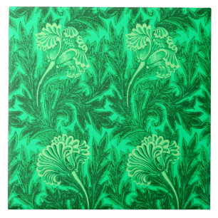Jakobische Blume Damask, Emerald und Lime Green Fliese