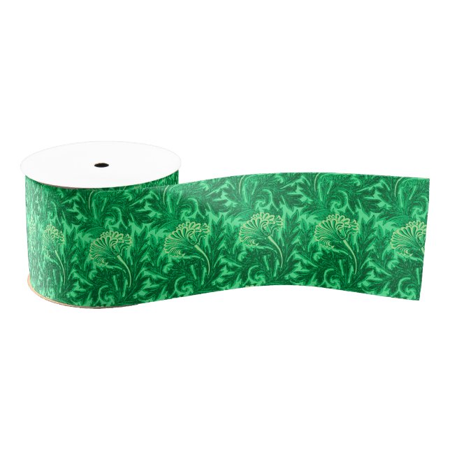 Jakobische Blume Damask, Emerald und Lime Green Ripsband (Spule)