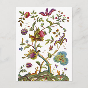 Jakobitische Crewel-Stickerei Baum des Lebens Postkarte
