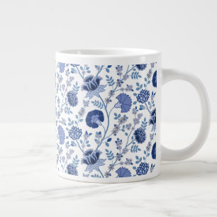 Jakobobsflorale Blues über Weiß Jumbo-Tasse