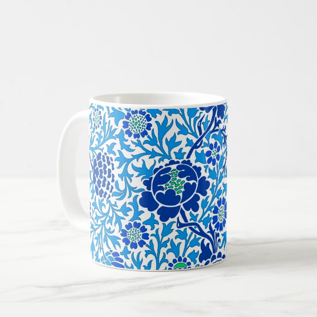 Jakobsblume , Marine und Cerulean Blue Kaffeetasse (Vorderseite Links)