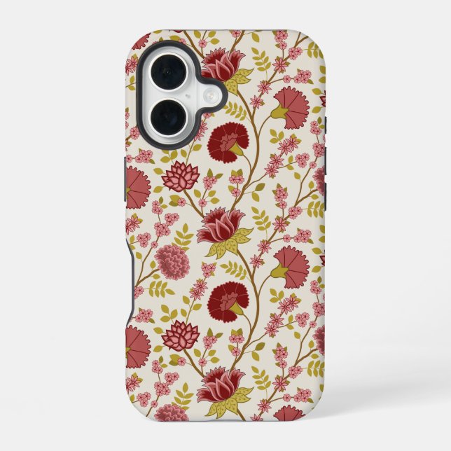 Jakobsbraun Muster Reds Pinks Gold Creme iPhone 16 Hülle (Rückseite)