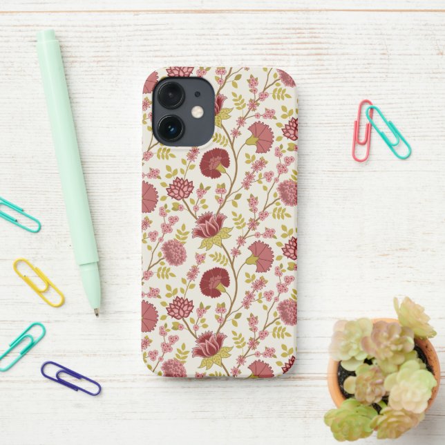 Jakobsbraun Muster Reds Pinks Gold Creme iPhone Hülle (Auf dem Schreibtisch)