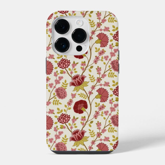 Jakobsbraun Muster Reds Pinks Gold Creme iPhone Hülle (Rückseite)