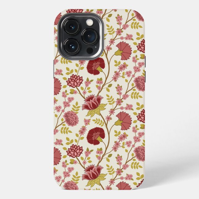 Jakobsbraun Muster Reds Pinks Gold Creme iPhone Hülle (Rückseite)