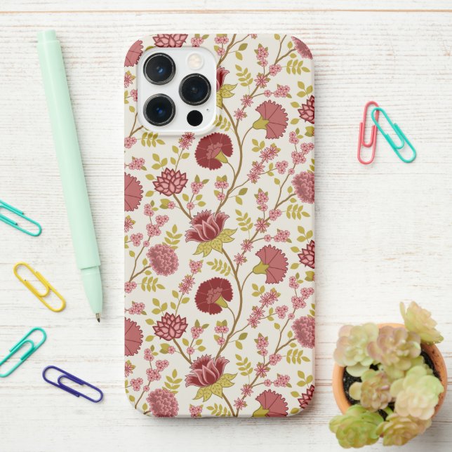 Jakobsbraun Muster Reds Pinks Gold Creme iPhone Hülle (Auf dem Schreibtisch)