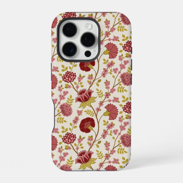 Jakobsbraun Muster Reds Pinks Gold Creme iPhone Hülle (Rückseite)