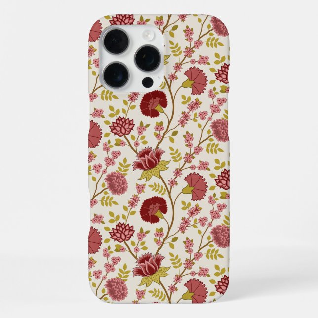 Jakobsbraun Muster Reds Pinks Gold Creme iPhone Hülle (Rückseite)