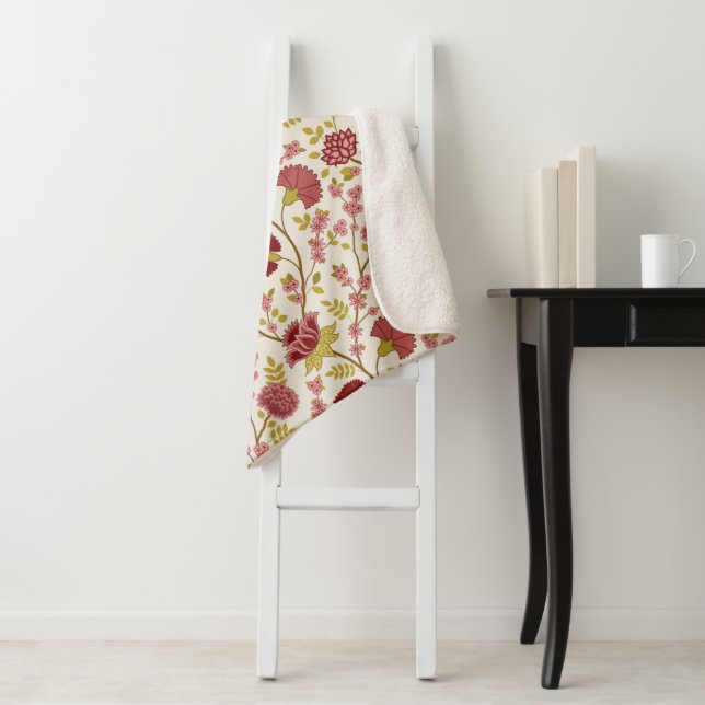 Jakobsbraun Muster Reds Pinks Gold Creme Sherpadecke (Beispiel)