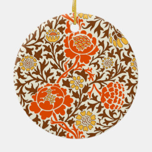 Jakobserblume, Orange, Brown und Senf Gold Keramik Ornament