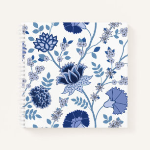 Jakobsflora 2Way Muster Blues auf Weiß Notizbuch