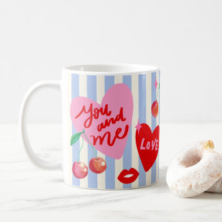 Jakobsmuschel-Fotobild Herzen Kirschen Lippen Lieb Kaffeetasse