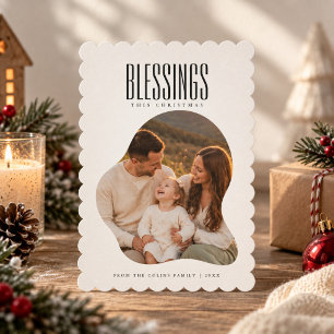 Jakobsmuschel-Rand-Segen-Foto-religiöse Weihnachte Feiertagskarte