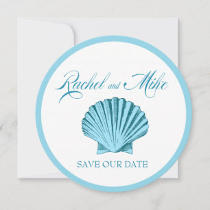 Jakobsmuschel Strandhochzeit   mintblau Save The Date