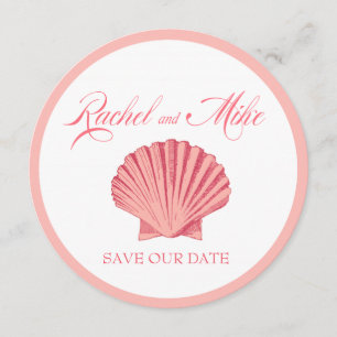 Jakobsmuschel Strandhochzeit rosa Einladung