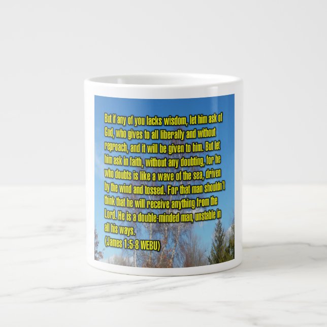 Jakobus 1:5-8 WEBU Mug Jumbo-Tasse (Vorderseite)