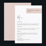 JALAINE Modern Blush Guest Name Dinner Menü Menükarte<br><div class="desc">Dieses Dinner-Menü bietet ein modernes,  minimalistisches Design und einen individuelle Name für jeden Gast. Dieses Menü ist perfekt für jeden einfachen und klassischen Event. Passen Sie die Farbe einfach Ihren Wünschen an.</div>