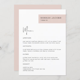 JALAINE Modern Blush Guest Name Dinner Menü Menükarte