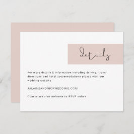 JALAINE Modern Blush Pink Wedding Details Card Einladung
