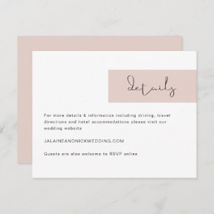 JALAINE Modern Blush Pink Wedding Details Card Einladung