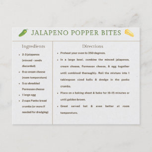 Jalapeno Popper Bites Thanksgiving Rezeptkarte Postkarte