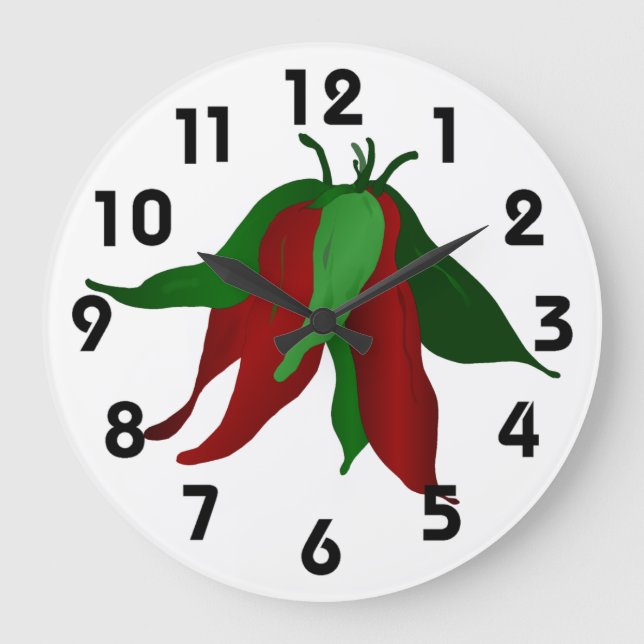 Jalapeno Wall Clock Große Wanduhr (Vorderseite)