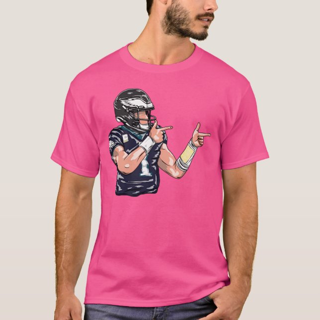 Jalen Hurts Celebration Cartoon Style T-Shirt (Vorderseite)