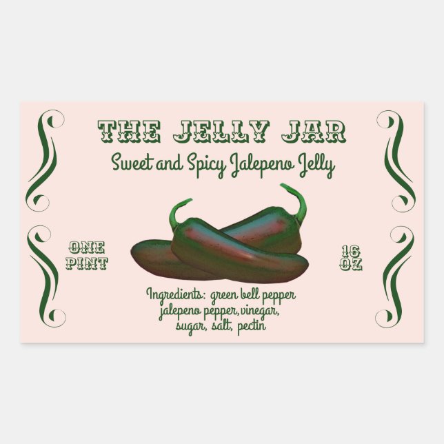 Jalepeno Jelly Zuhause Canning Business Food Label Rechteckiger Aufkleber (Vorderseite)