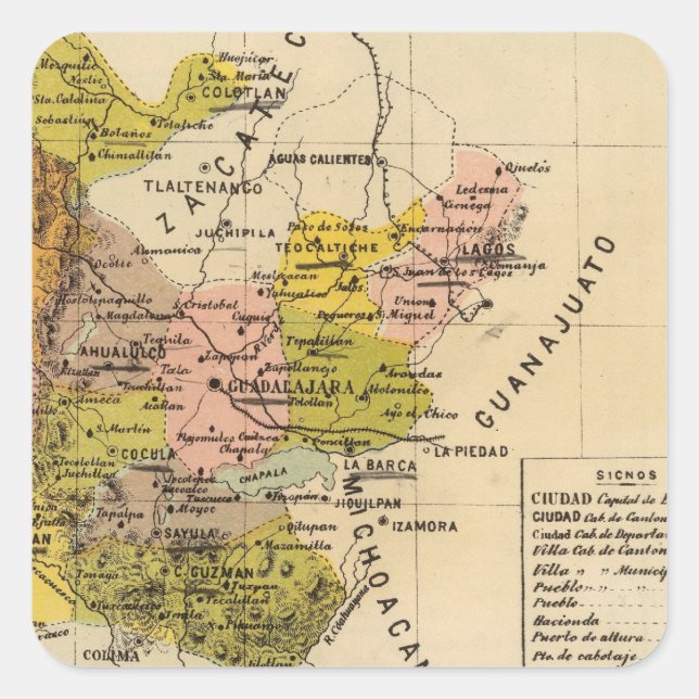 Jalisco, Mexiko Quadratischer Aufkleber (Vorderseite)