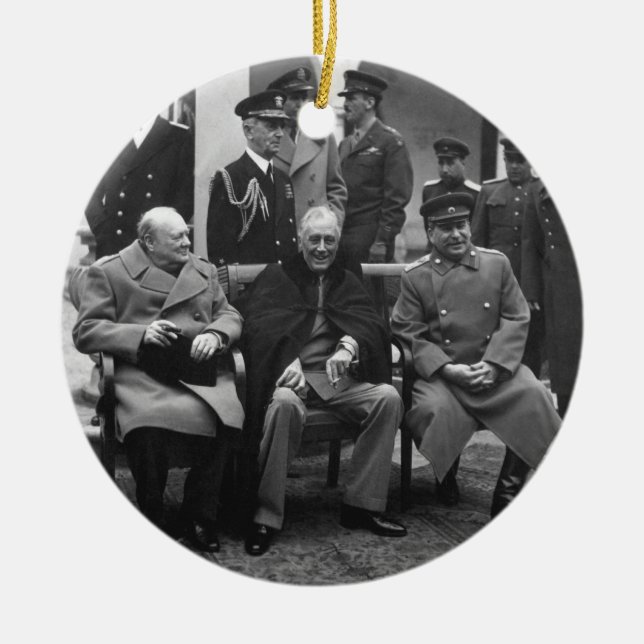 Jalta-Konferenz Roosevelt Stalin Churchill 1945 Keramik Ornament (Vorne)